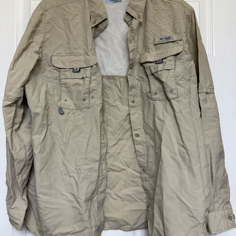 Columbia Lightweight Tan Fishing Shirt Jacket